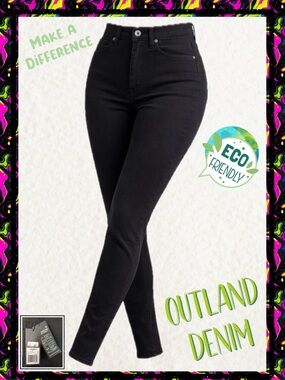 Outland Denim Harriet High Rise Skinny Jeans Black 26 NWT Sustainable
